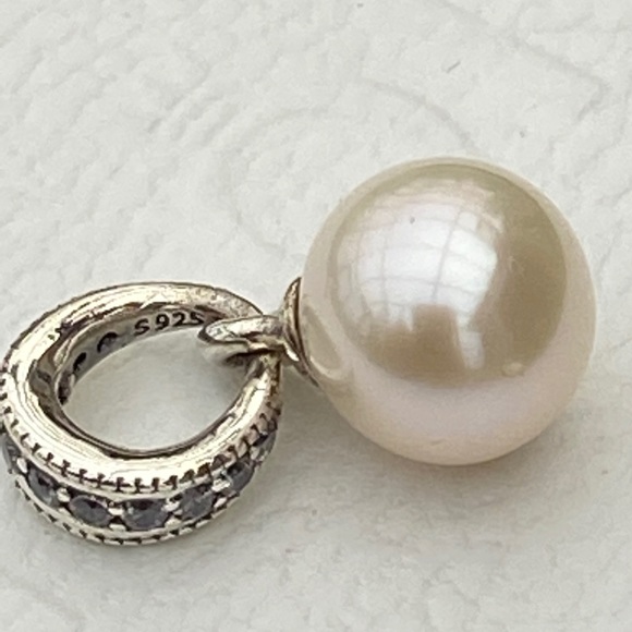 Elegant Beauty White Pearl & CZ Pendant #390393P - Picture 3 of 3